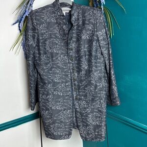 Liz Claiborne Patterned dress silk/linen Grey Long Jacket